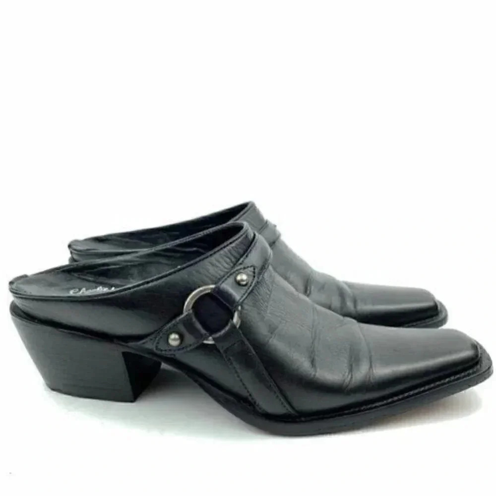 Charlie 1 horse mules 6 36.5 black leather holster western clogs